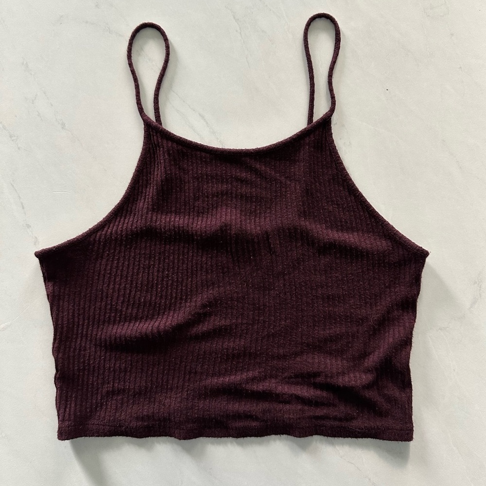 Brandy Melville Halter Crop Top Soft Maroon
